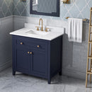 Jeffrey Alexander 36" Hale Blue Chatham with White Carrara Marble Vanity Top Rectangle Bowl