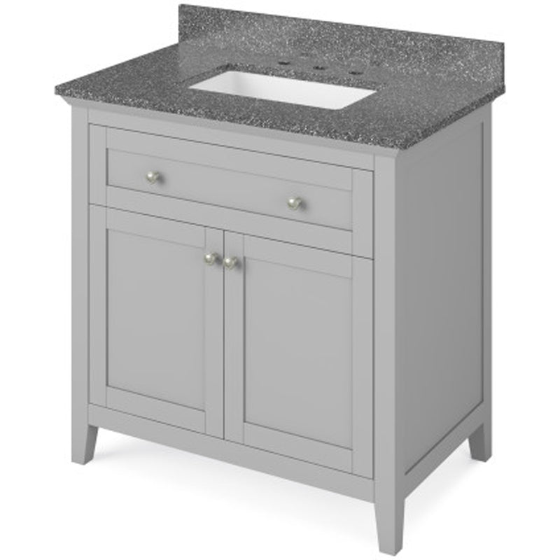 Jeffrey Alexander 36" Gray Chatham with Boulder Cultured Marble Vanity Top Rectangle Bowl