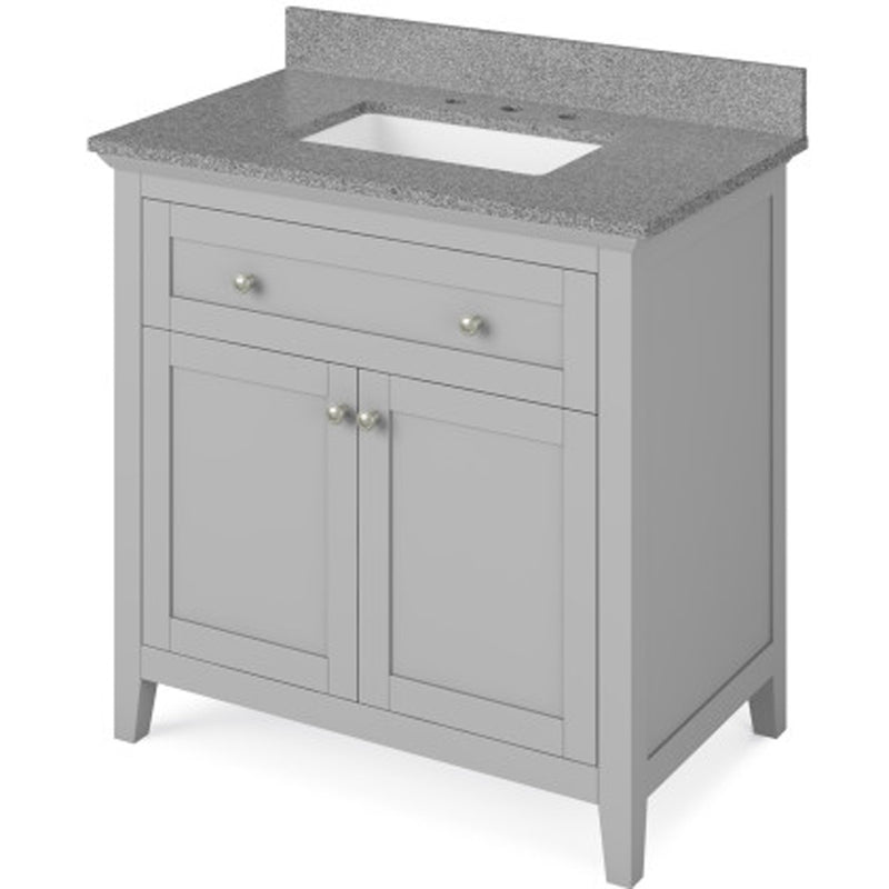 Jeffrey Alexander 36" Gray Chatham with Steel Gray Cultured Marble Vanity Top Rectangle Bowl