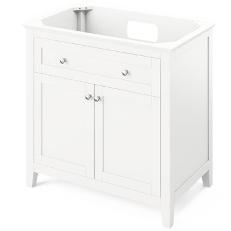 Jeffrey Alexander 36" White Chatham with Steel Gray Cultured Marble Vanity Top Rectangle Bowl