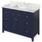 Jeffrey Alexander 48" Hale Blue Chatham with Calacatta Vienna Quartz Vanity Top Rectangle Bowl