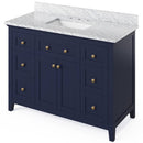 Jeffrey Alexander 48" Hale Blue Chatham with White Carrara Marble Vanity Top Rectangle Bowl