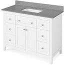 Jeffrey Alexander 48" White Chatham with Steel Gray Cultured Marble Vanity Top Rectangle Bowl