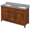 Jeffrey Alexander 60" Chocolate Chatham Double Bowl with Steel Gray Cultured Marble Vanity Top
