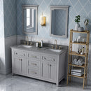 Jeffrey Alexander 60" Gray Chatham Double Bowl with Boulder Cultured Marble Vanity Top