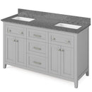 Jeffrey Alexander 60" Gray Chatham Double Bowl with Boulder Cultured Marble Vanity Top