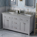 Jeffrey Alexander 60" Gray Chatham Double Bowl with Steel Gray Cultured Marble Vanity Top