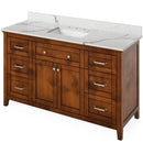 Jeffrey Alexander 60" Chocolate Chatham with Calacatta Vienna Quartz Vanity Top Rectangle Bowl