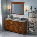 Jeffrey Alexander 60" Chocolate Chatham with Steel Gray Cultured Marble Vanity Top Rectangle Bowl