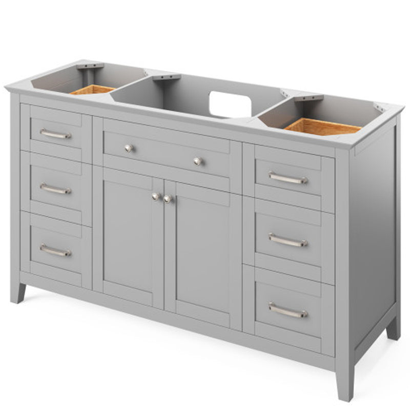 Jeffrey Alexander 60" Gray Chatham with Calacatta Vienna Quartz Vanity Top Rectangle Bowl