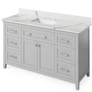 Jeffrey Alexander 60" Gray Chatham with Calacatta Vienna Quartz Vanity Top Rectangle Bowl