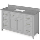 Jeffrey Alexander 60" Gray Chatham with Steel Gray Cultured Marble Vanity Top Rectangle Bowl