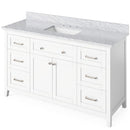 Jeffrey Alexander 60" White Chatham with White Carrara Marble Vanity Top Rectangle Bowl