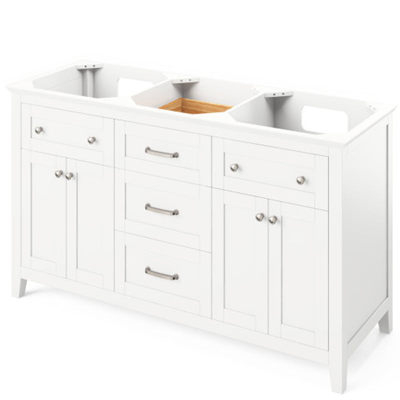 Jeffrey Alexander 60" White Chatham Double Bowl with Calacatta Vienna Quartz Vanity Top Two