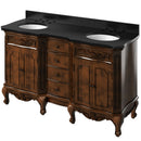 Jeffrey Alexander 60" Nutmeg Clairemont Vanity Double Bowl Clairemont-Only Black Granite Vanity Top Two Undermount Oval Bowls VKITCLA60NUBGO