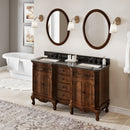 Jeffrey Alexander 60" Nutmeg Clairemont Vanity Double Bowl Clairemont-Only Black Granite Vanity Top Two Undermount Rectangle Bowls VKITCLA60NUBGR