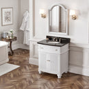 Jeffrey Alexander 30" White Compton Vanity Compton-Only Black Granite Vanity Top Undermount Oval Bowl VKITCOM30WHBGO