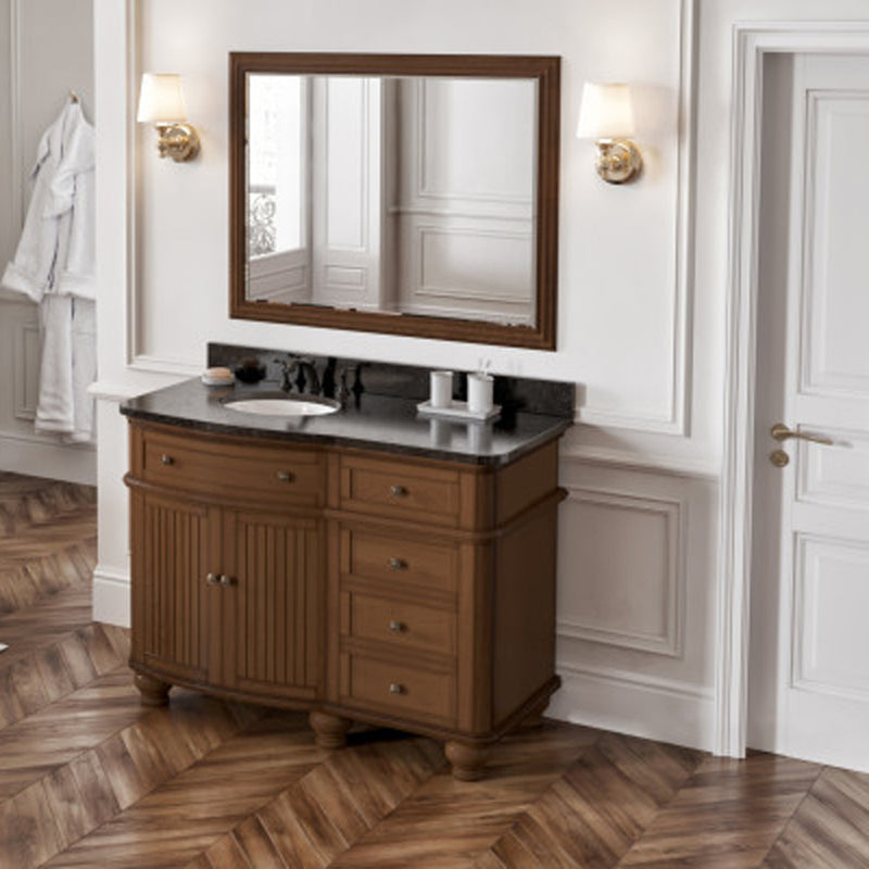 Jeffrey Alexander 48" Walnut Compton Vanity Compton-Only Black Granite Vanity Top Undermount Oval Bowl VKITCOM48WABGO