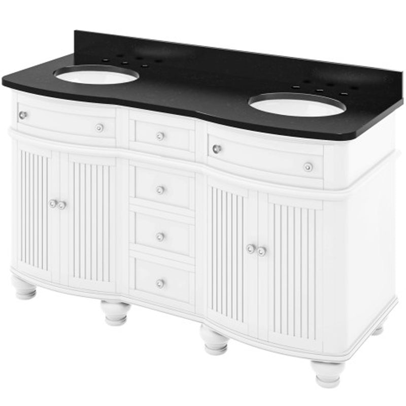 Jeffrey Alexander 60" White Compton Vanity Double Bowl Compton-Only Black Granite Vanity Top Two Undermount Oval Bowls VKITCOM60WHBGO