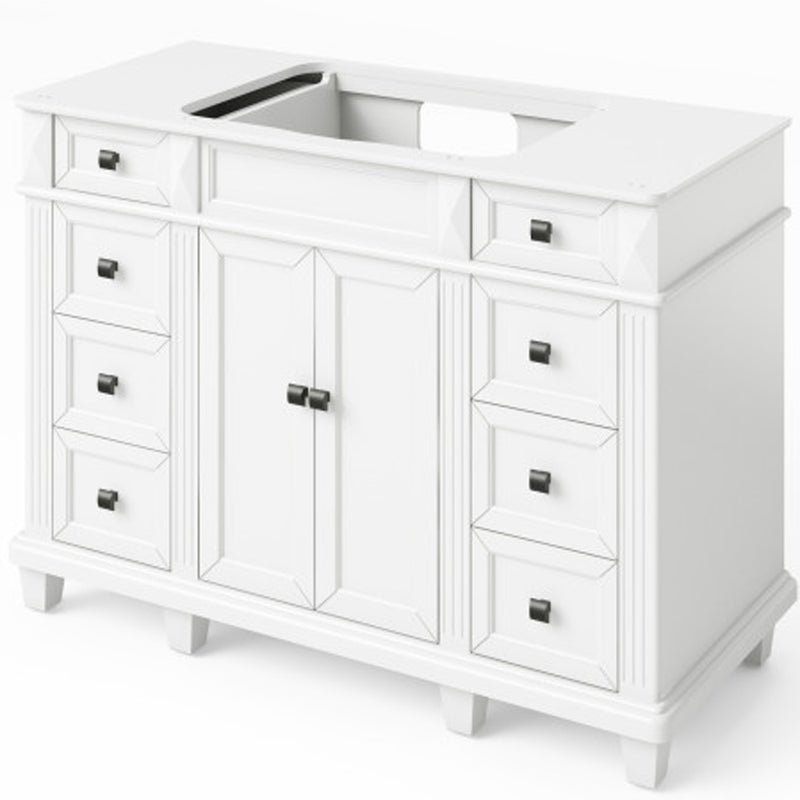 Jeffrey Alexander 48" White Douglas Vanity White Carrara Marble Vanity Top Undermount Rectangle Bowl VKITDOU48WHWCR