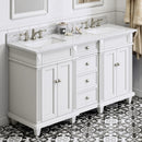 Jeffrey Alexander 60" White Douglas Vanity Double Bowl White Carrara Marble Vanity Top Two Undermount Rectangle Bowls VKITDOU60WHWCR