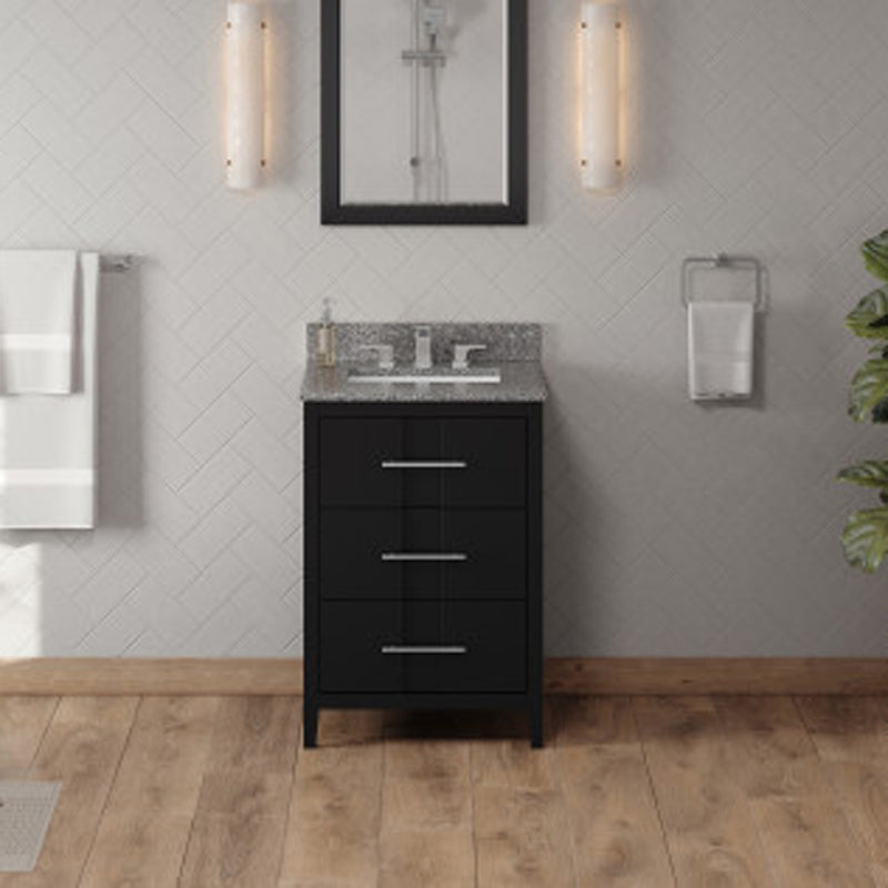 Jeffrey Alexander 24" Black Katara with Boulder Cultured Marble Vanity Top