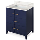 Jeffrey Alexander 30" Hale Blue Katara with Calacatta Vienna Quartz Vanity Top Rectangle Bowl