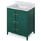 Jeffrey Alexander 30" Forest Green Katara with White Carrara Marble Vanity Top