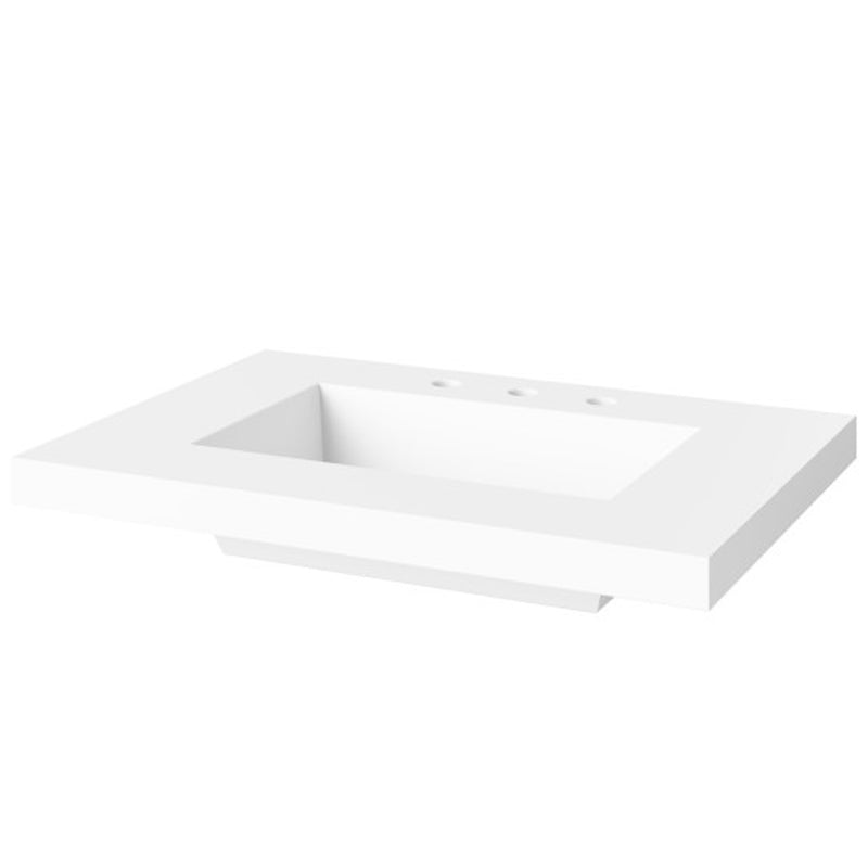 Jeffrey Alexander 30" White Katara with Lavante Cultured Marble Vessel Vanity Top