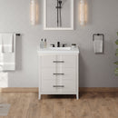 Jeffrey Alexander 30" White Katara with Lavante Cultured Marble Vessel Vanity Top