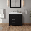 Jeffrey Alexander 36" Black Katara left offset with Lavante Cultured Marble Vessel Vanity Top