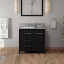 Jeffrey Alexander 36" Black Katara left offset with Steel Grey Cultured Marble Vanity Top