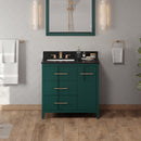 Jeffrey Alexander 36" Forest Green Katara left offset with Black Granite Vanity Top