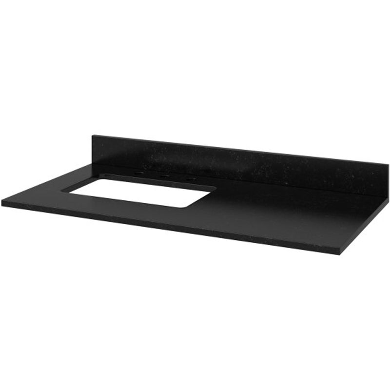 Jeffrey Alexander 42" Black Katara left offset with Black Granite Vanity Top Rectangle Bowl