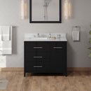 Jeffrey Alexander 42" Black Katara left offset with White Carrara Marble Vanity Top Rectangle Bowl