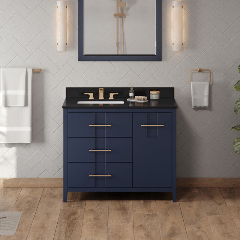 Jeffrey Alexander 42" Hale Blue Katara left offset with Black Granite Vanity Top