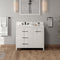 Jeffrey Alexander 42" White Katara left offset with Calacatta Vienna Quartz Vanity Top