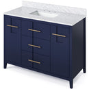 Jeffrey Alexander 48" Hale Blue Katara with White Carrara Marble Vanity Top rectangle bowl