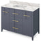 Jeffrey Alexander 48" Blue Steel Katara with Calacatta Vienna Quartz Vanity Top rectangle bowl