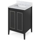 Jeffrey Alexander 24" Black Percival with White Carrara Marble Vanity Top Rectangle Bowl