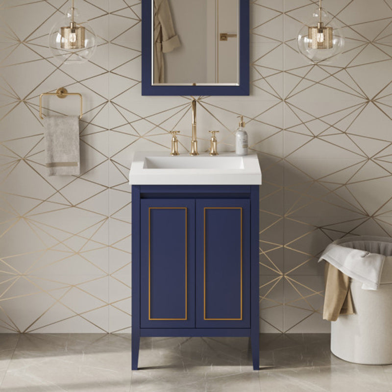 Jeffrey Alexander 24" Hale Blue Percival with Lavante Cultured Marble Vessel Vanity Top