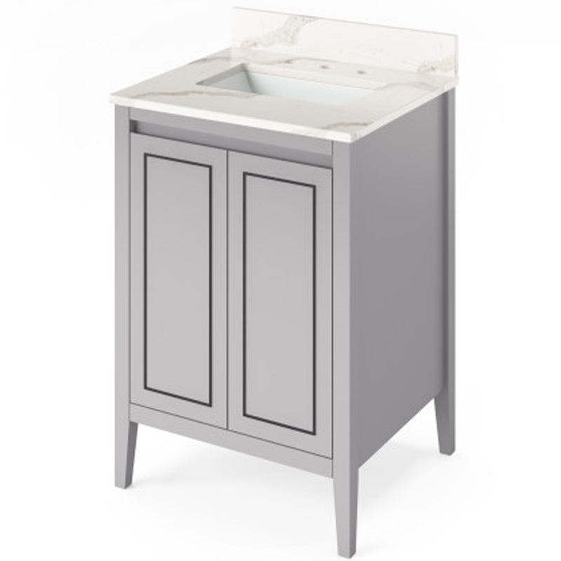 Jeffrey Alexander 24" Grey Percival with Calacatta Vienna Quartz Vanity Top Rectangle Bowl