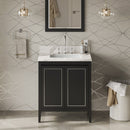 Jeffrey Alexander 30" Black Percival with Calacatta Vienna Quartz Vanity Top