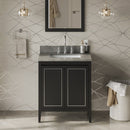 Jeffrey Alexander 30" Black Percival with Steel Grey Cultured Marble Vanity Top