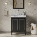 Jeffrey Alexander 30" Black Percival with White Carrara Marble Vanity Top