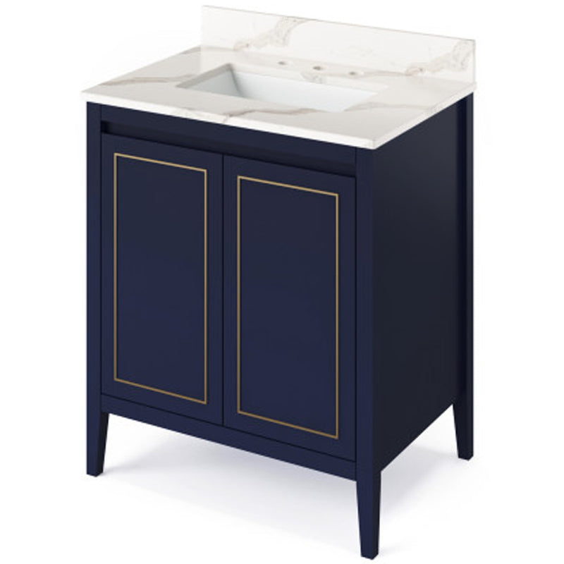 Jeffrey Alexander 30" Hale Blue Percival with Calacatta Vienna Quartz Vanity Top