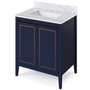 Jeffrey Alexander 30" Hale Blue Percival with White Carrara Marble Vanity Top