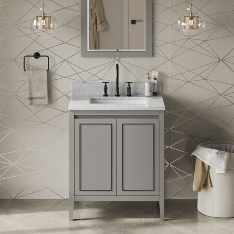 Jeffrey Alexander 30" Grey Percival with White Carrara Marble Vanity Top