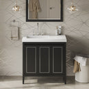 Jeffrey Alexander 36" Black Percival left offset with Lavante Cultured Marble Vessel Vanity Top