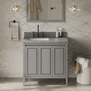 Jeffrey Alexander 36" Grey Percival left offset with Steel Grey Cultured Marble Vanity Top